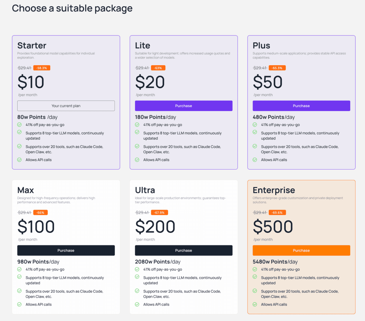 Coding Plan pricing page
